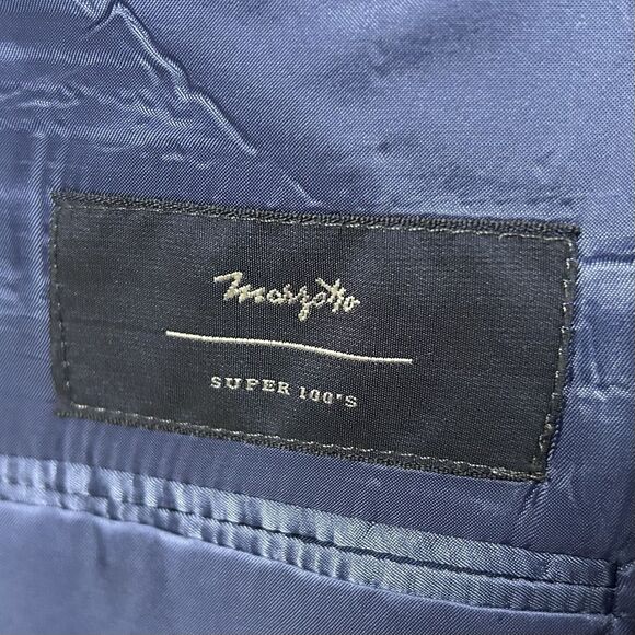 Joseph Abboud 48R Suit 40x29 Flat Front Marzatto Wool Blue Two Button Vented - Picture 5 of 13